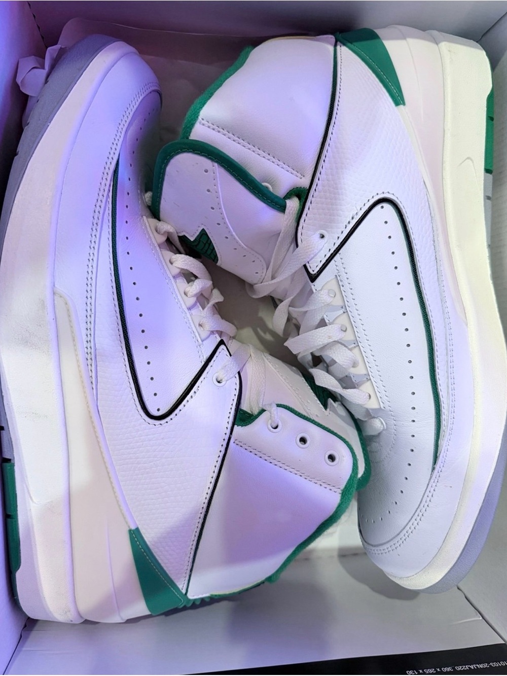 Jordan White and Green High-Top Sneakers